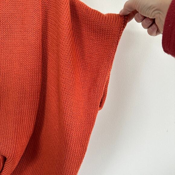 Pure & Co. Cocoon Knit Sweater Twist Knot Front V-Neck Shawl Collar S/M Orange - Picture 6 of 10